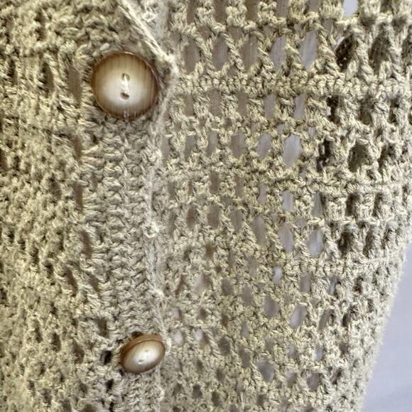 90s Koret crochet green sweater vest button up oversized boxy Size Medium - Picture 7 of 15